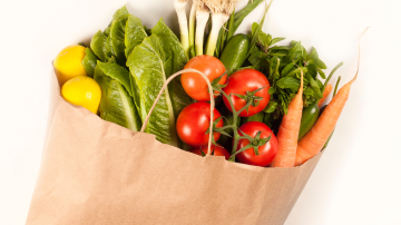 Grocery Bag of Fresh Fruits and Vegetables