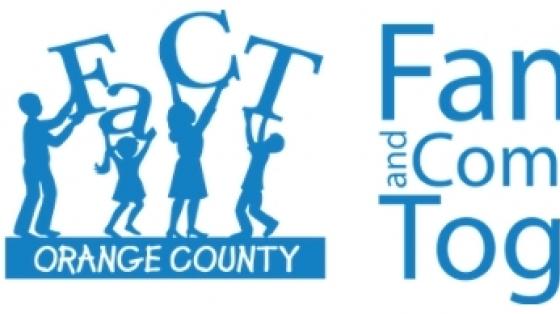 Blue logo image of children holding up letters that spell FaCT